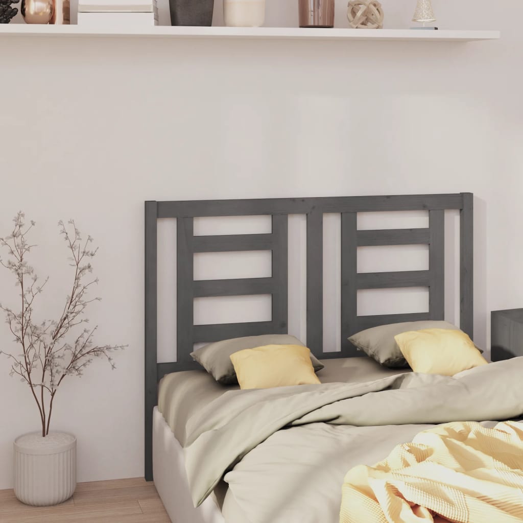 Solid Wood Pine Grey Bed Headboard 146x4x100 cm