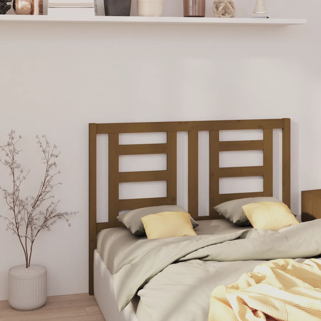 Solid Pine Wood Bed Headboard - Honey Brown, 146x4x100 cm