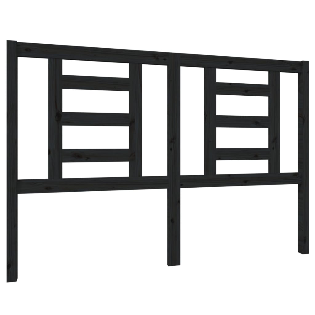 Elegant Black Solid Pine Wood Headboard 146x100 cm