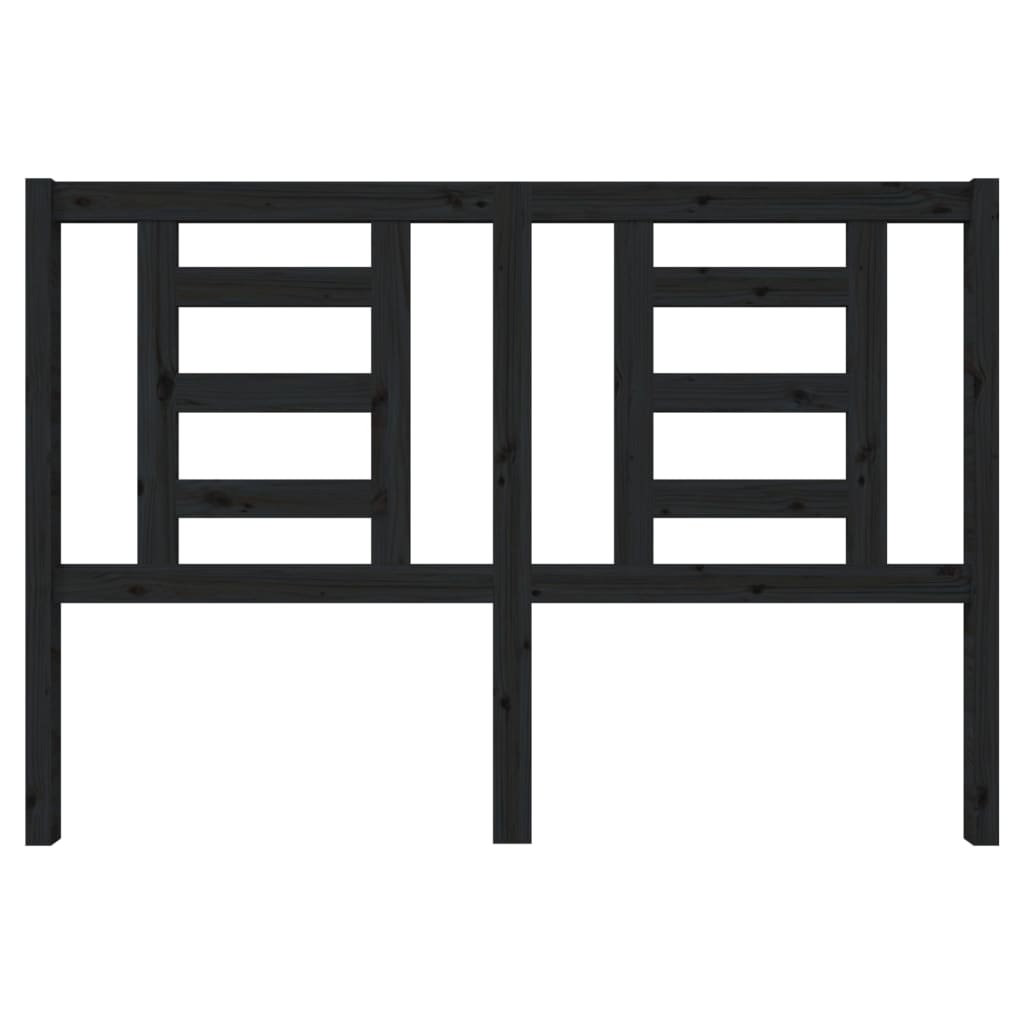 Elegant Black Solid Pine Wood Headboard 146x100 cm