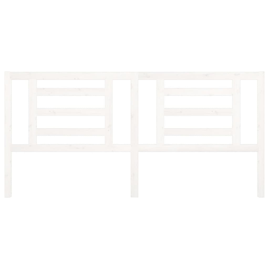 White Solid Pine Wood Bed Headboard - 206x4x100 cm