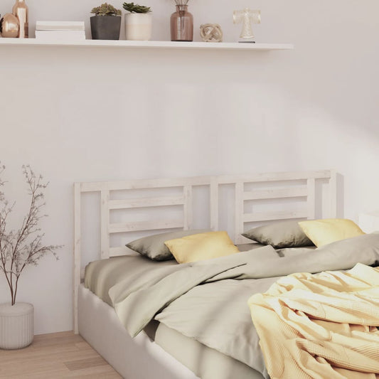 White Solid Pine Wood Bed Headboard - 206x4x100 cm