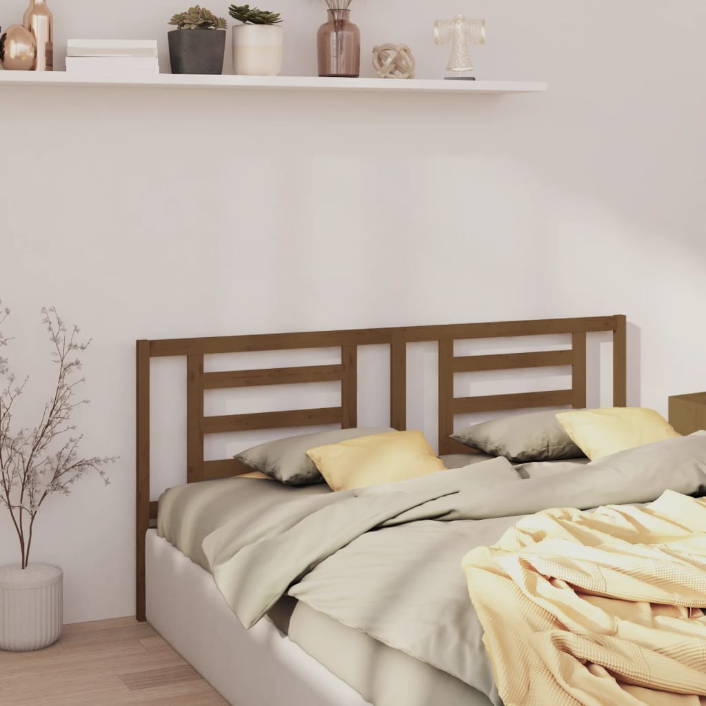 Solid Pine Wood Bed Headboard, Honey Brown, 206x4x100 cm