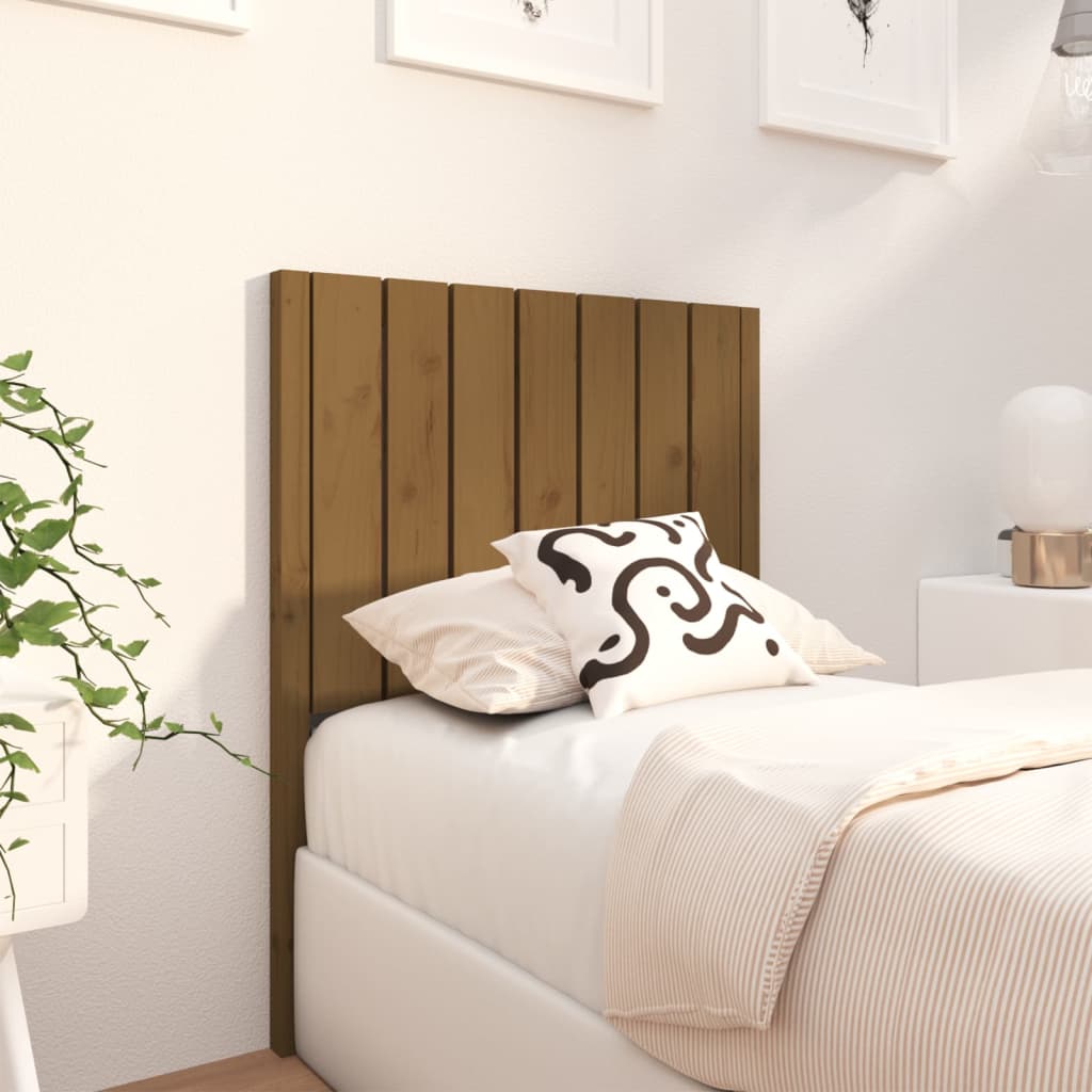 Solid Pine Wood Bed Headboard, Honey Brown, 80.5x4x100 cm