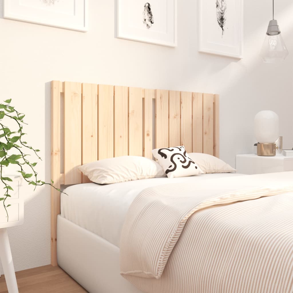 Solid Pine Wood Bed Headboard, 125.5x4x100 cm, Natural Finish