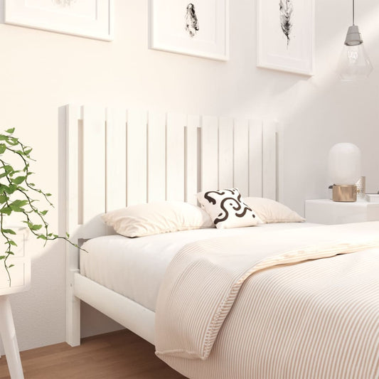 White Solid Pine Wood Bed Headboard - 125.5x4x100 cm