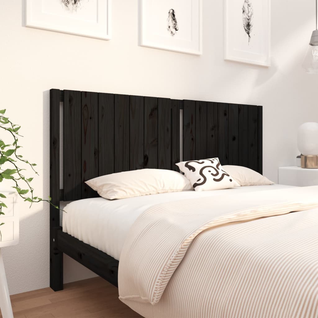 Solid Wood Black Headboard 165.5x4x100 cm - Pine Elegance
