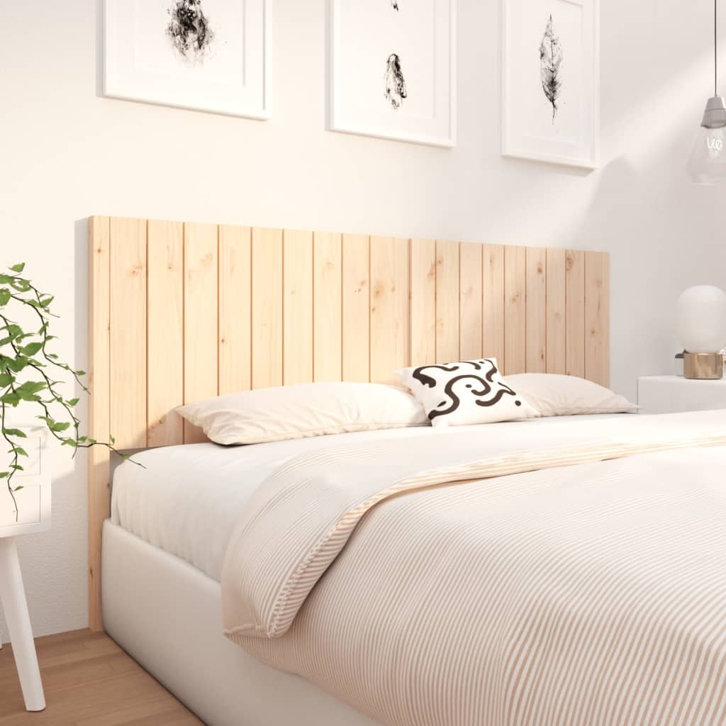 Solid Pine Wood Bed Headboard 185.5x4x100 cm - Natural Finish