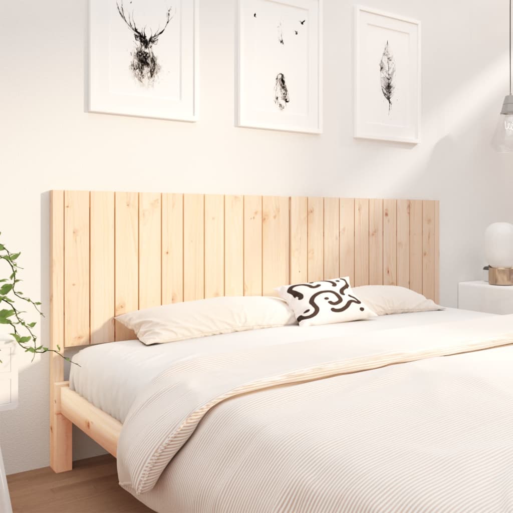 Solid Pine Bed Headboard 205.5x4x100 cm - Natural Wood Finish