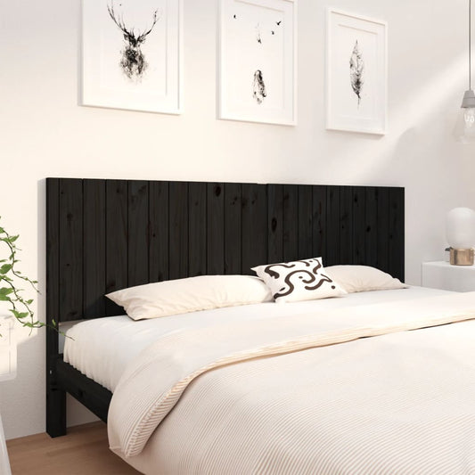Solid Pine Headboard - Black 205.5x4x100 cm | Elegant Bedroom Decor