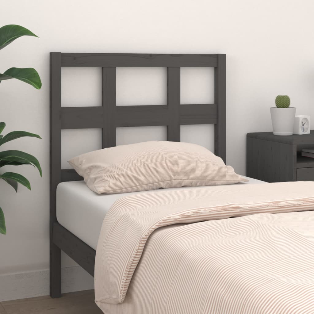 Solid Wood Pine Bed Headboard - Grey 80.5x4x100 cm