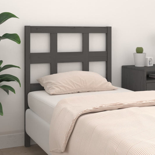 Solid Wood Pine Bed Headboard - Grey 80.5x4x100 cm