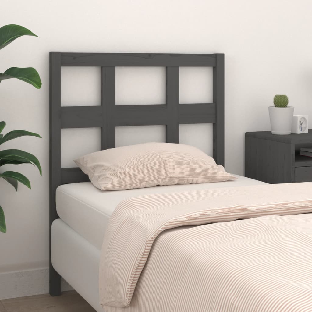 Solid Pine Grey Headboard 95.5x4x100 cm | Stylish Bedroom Accent