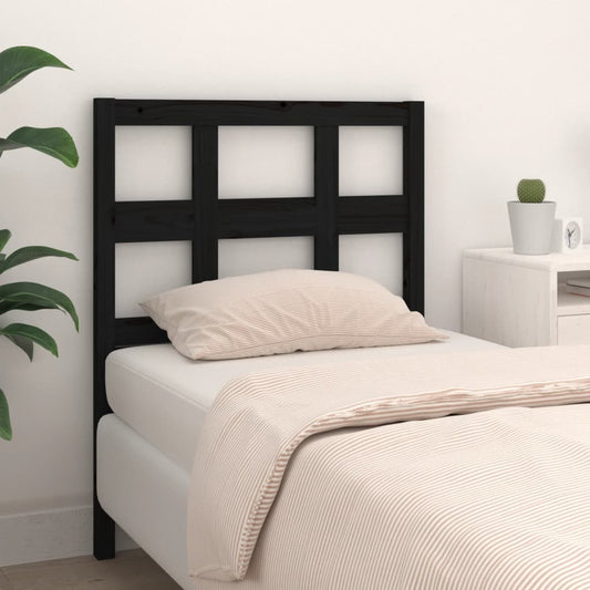 Solid Wood Pine Black Headboard 95.5x4x100 cm