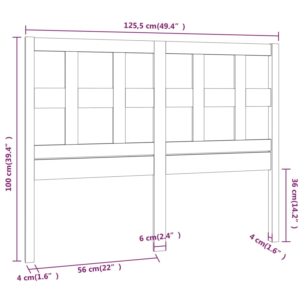 Solid Pine Wooden Headboard - White, 125.5x4x100 cm