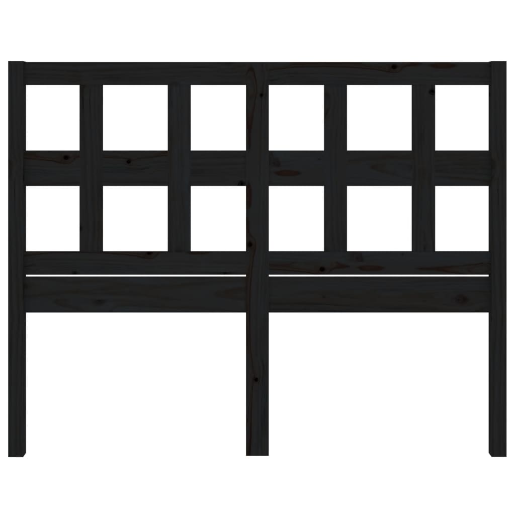 Bed Headboard Black 125.5x4x100 cm Solid Wood Pine