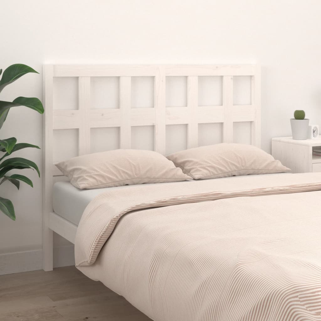 Solid Pine Wood Bed Headboard, White, 145.5x4x100 cm