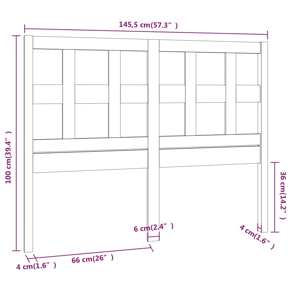 Solid Pine Wood Bed Headboard, White, 145.5x4x100 cm