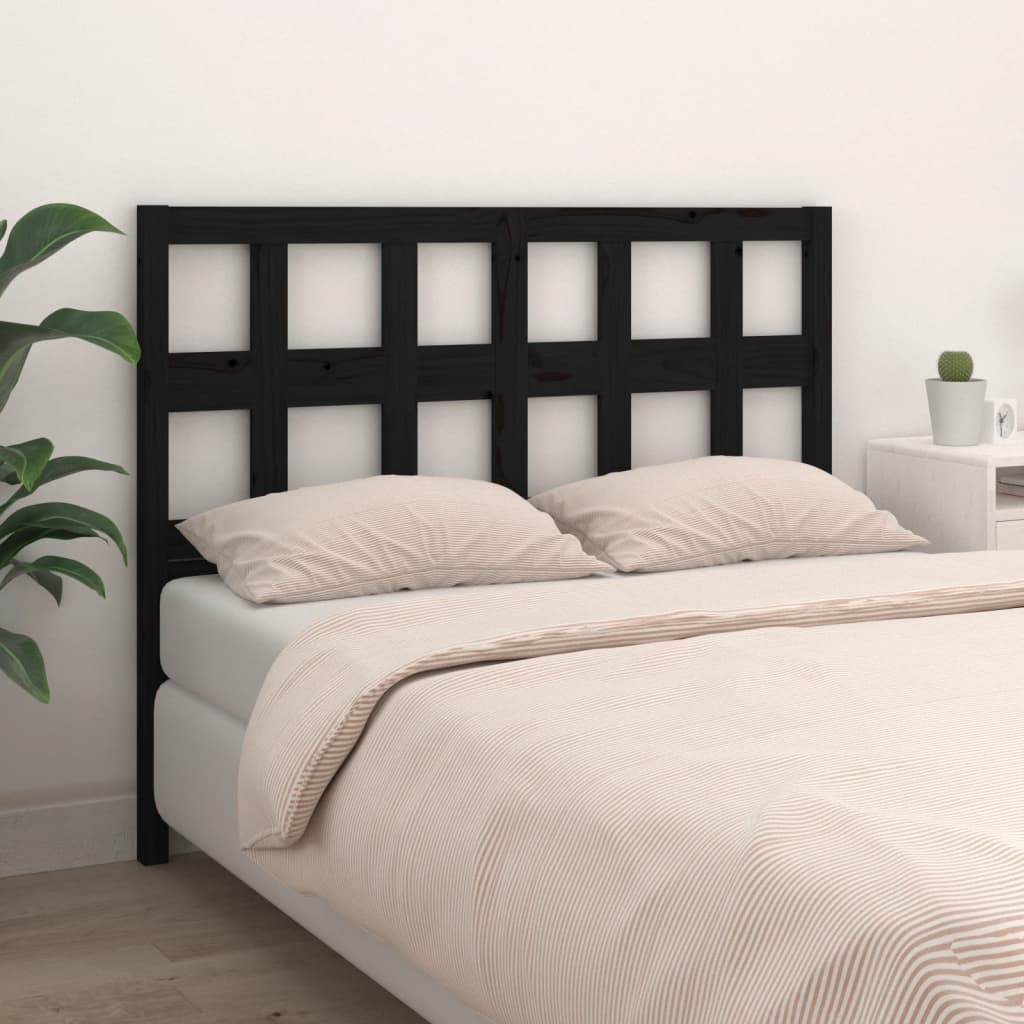Solid Pine Black Bed Headboard, 145.5x4x100 cm - Elegant Design