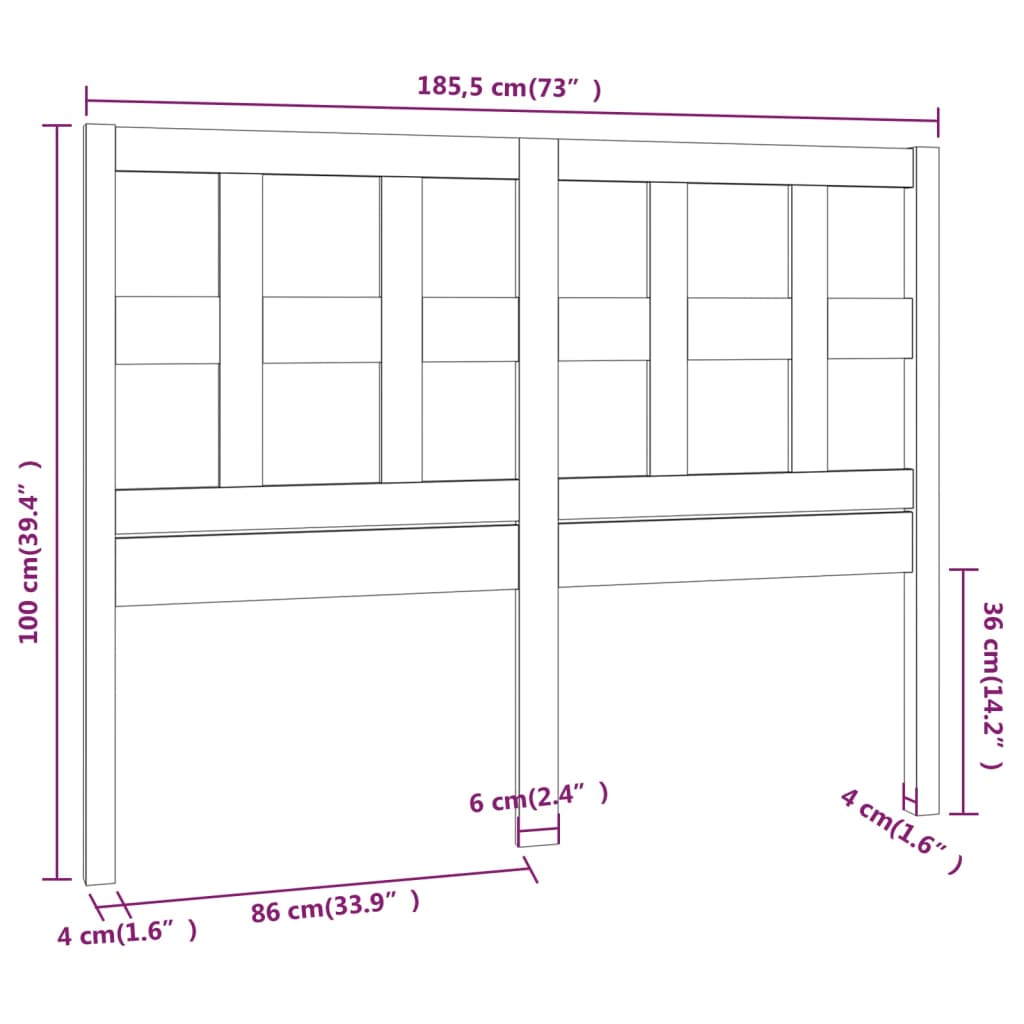 Solid Wood Pine Headboard - White, 185.5x4x100 cm