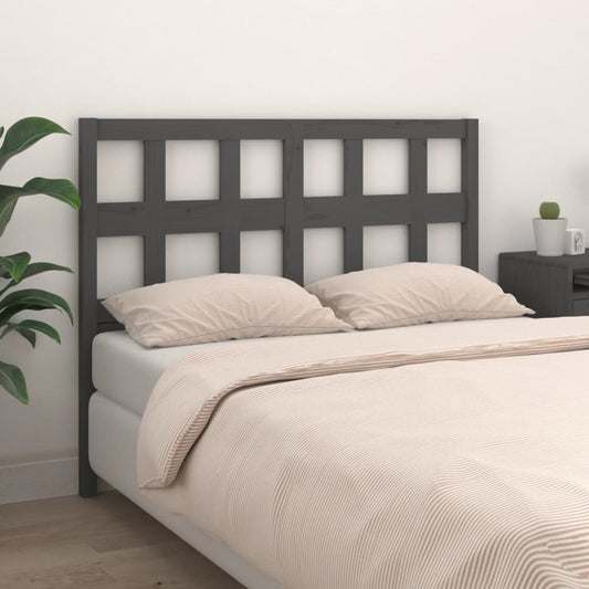 Grey Solid Pine Wood Bed Headboard 185.5x4x100 cm