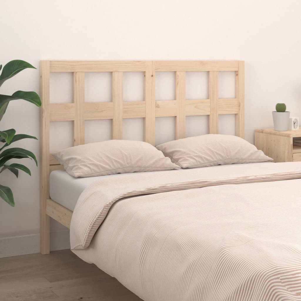 Solid Pine Wood Bed Headboard, 205.5x4x100 cm - Natural Finish
