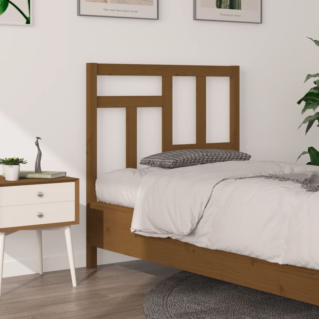 Solid Pine Bed Headboard in Honey Brown 80.5x4x100 cm