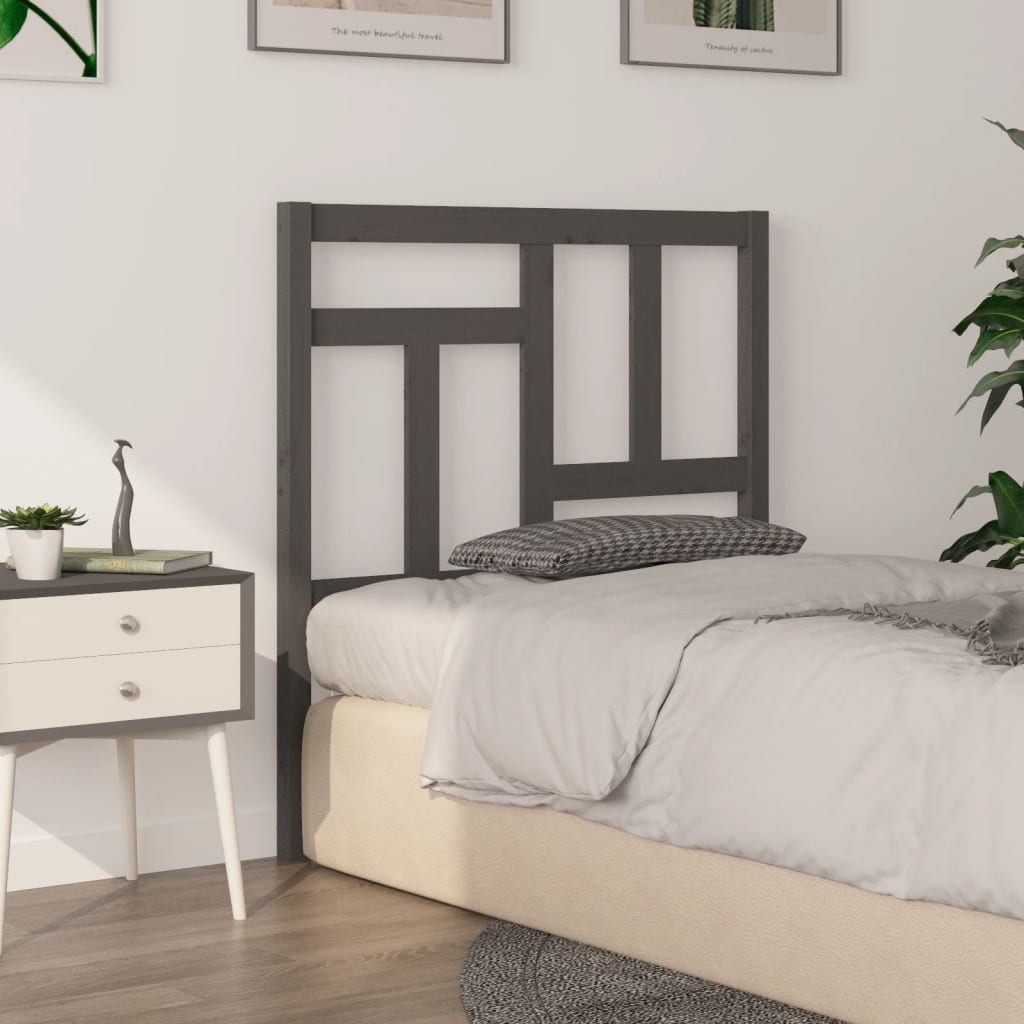 Solid Pine Grey Headboard - 95.5x4x100 cm | Stylish Bed Decor