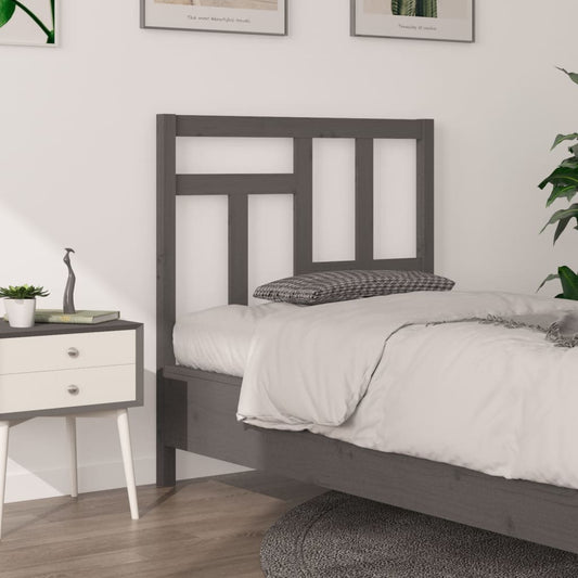 Solid Pine Grey Headboard - 95.5x4x100 cm | Stylish Bed Decor