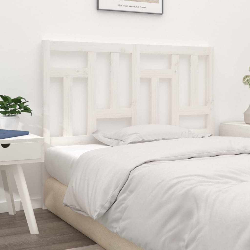 Solid Wood White Bed Headboard - 125.5x4x100 cm Pine