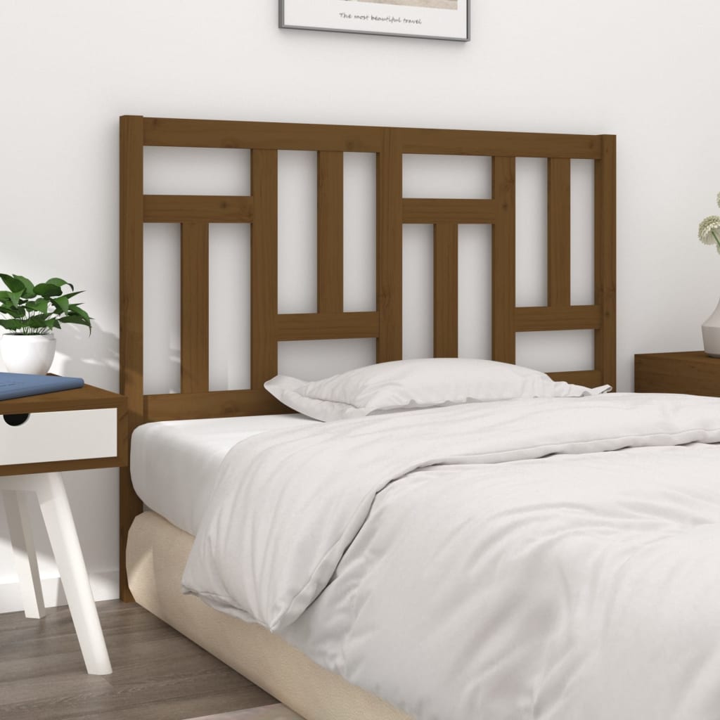 Solid Pine Wood Bed Headboard, Honey Brown, 125.5x4x100 cm