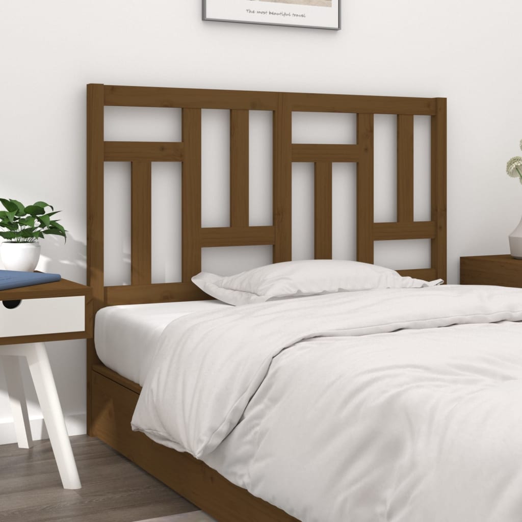 Solid Pine Wood Bed Headboard, Honey Brown, 125.5x4x100 cm