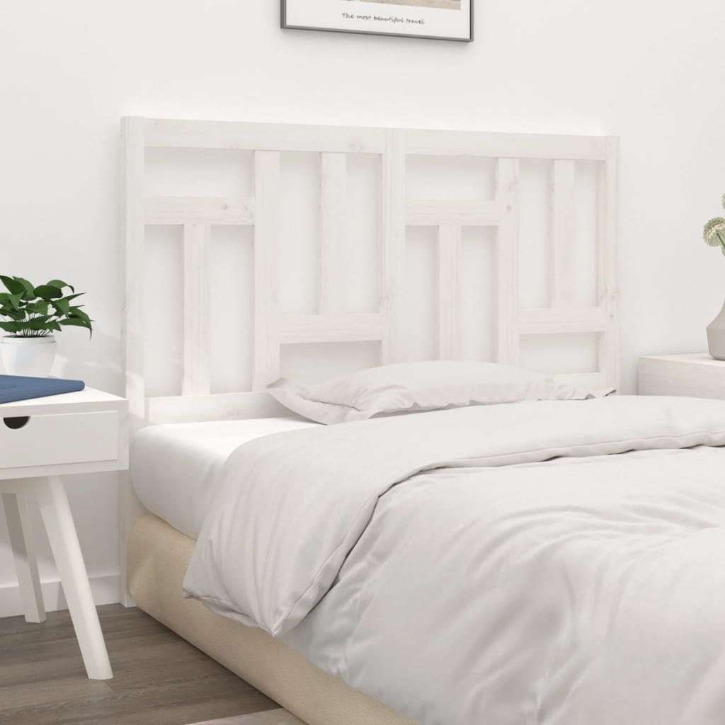 Solid Pine White Bed Headboard 205.5x4x100 cm