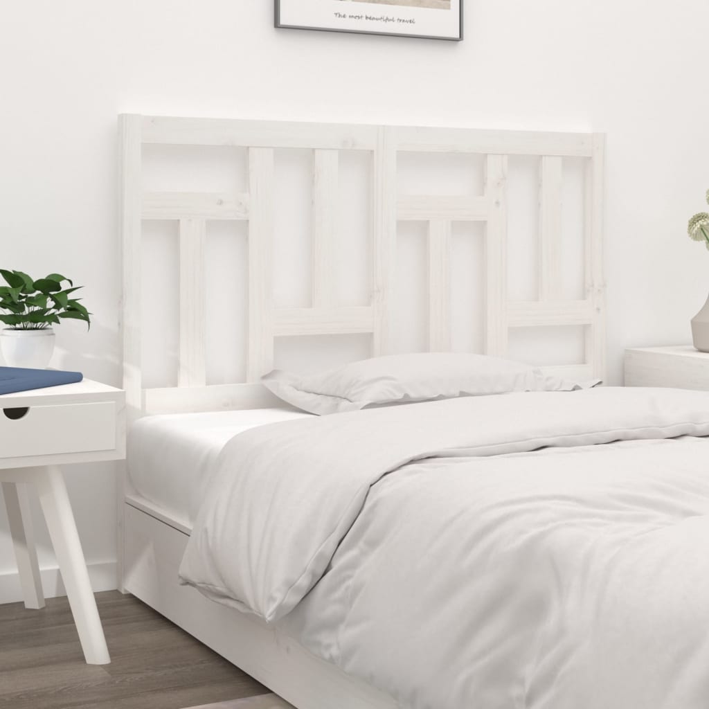 Solid Pine White Bed Headboard 205.5x4x100 cm