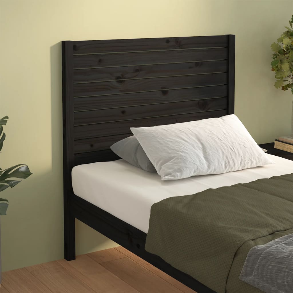 Solid Pine Wood Black Headboard 96x4x100 cm - Stylish & Durable