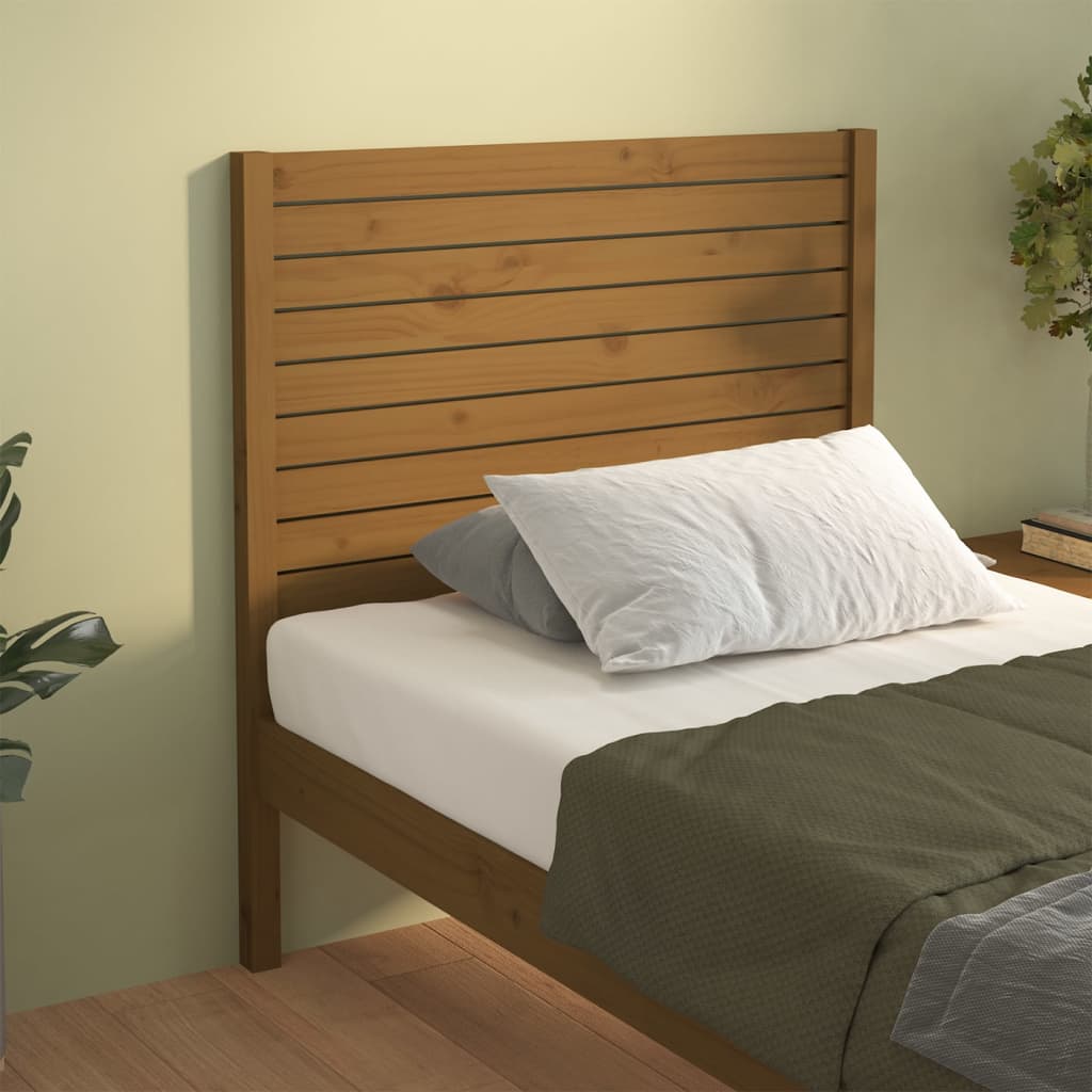Solid Pine Bed Headboard, Honey Brown, 106x4x100 cm