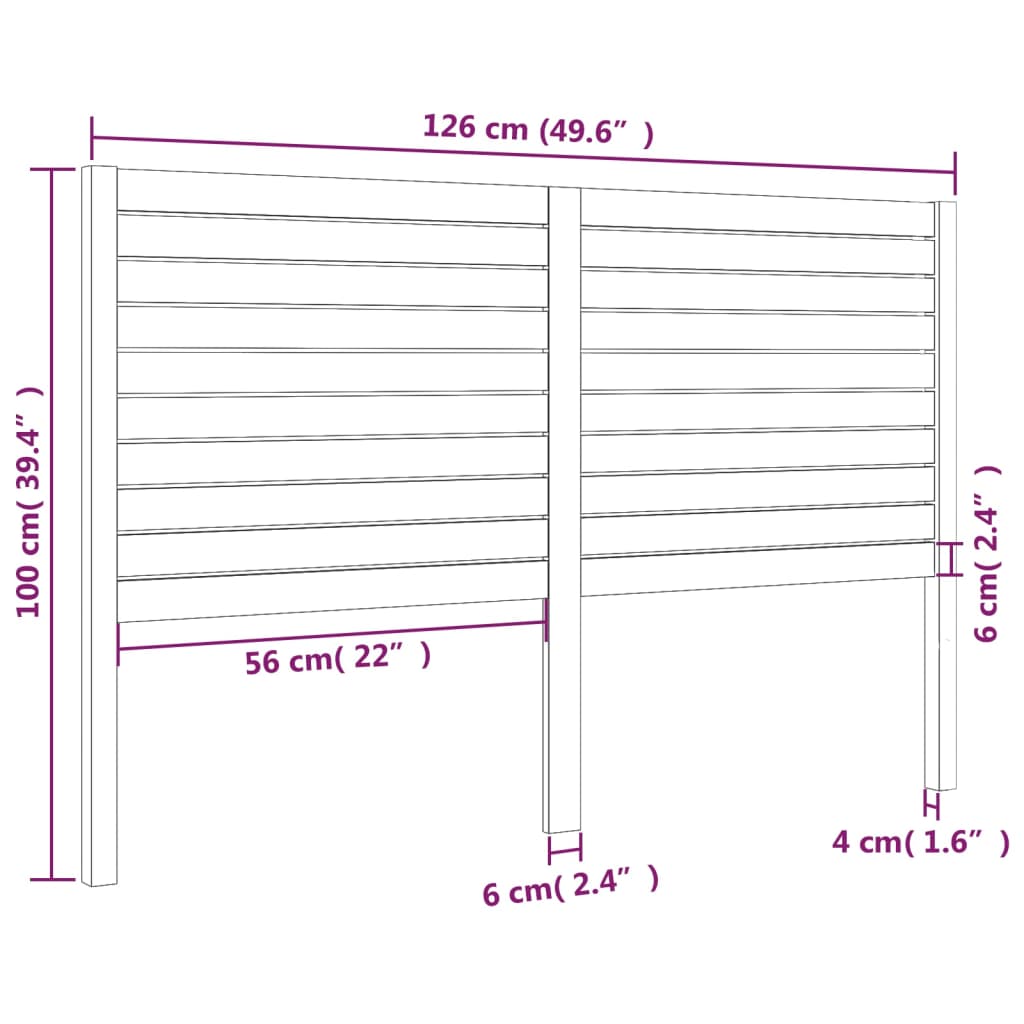 Solid Pine Grey Headboard 126x4x100 cm - Stylish & Sturdy Design