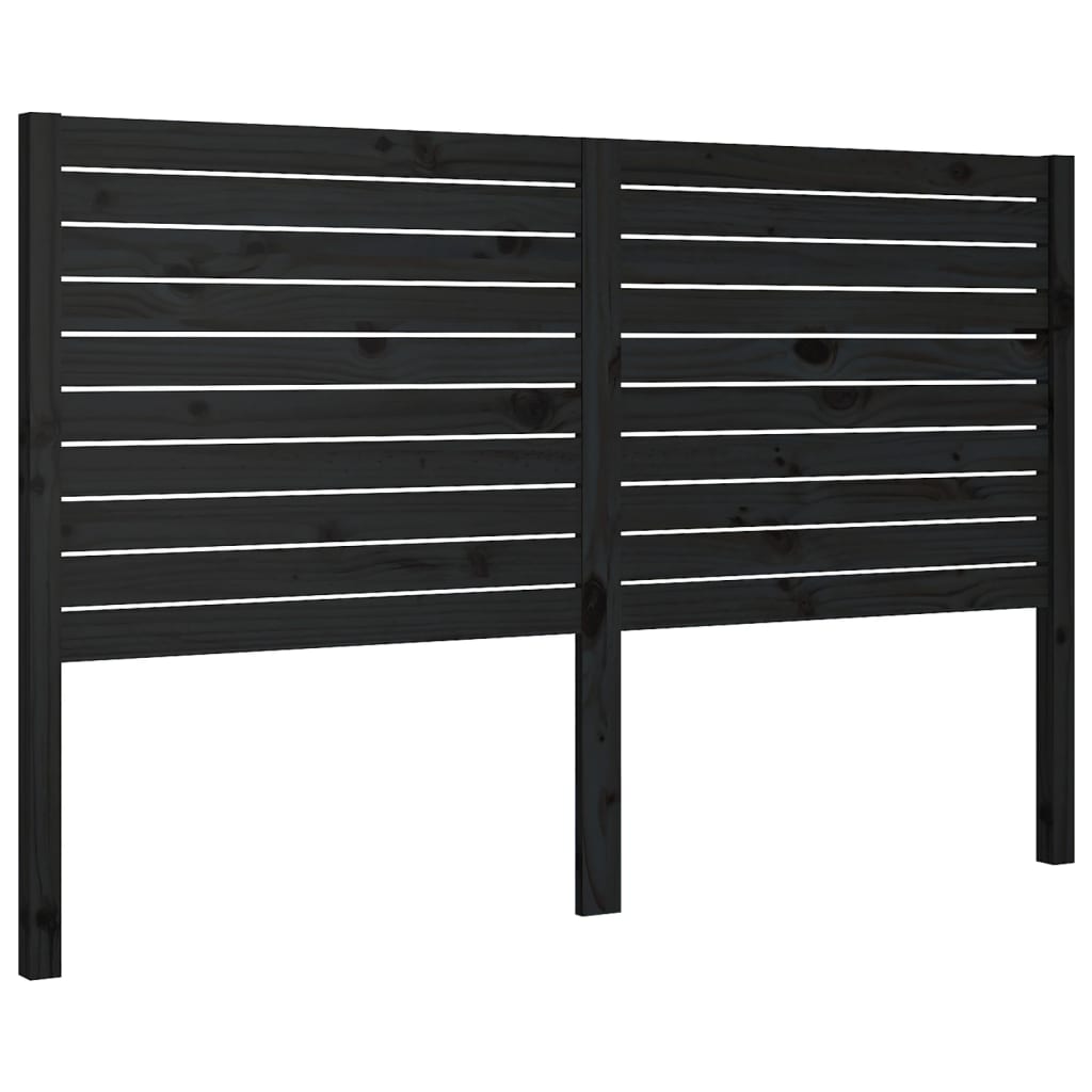 Solid Pine Black Bed Headboard 146x4x100 cm - Elegant Design