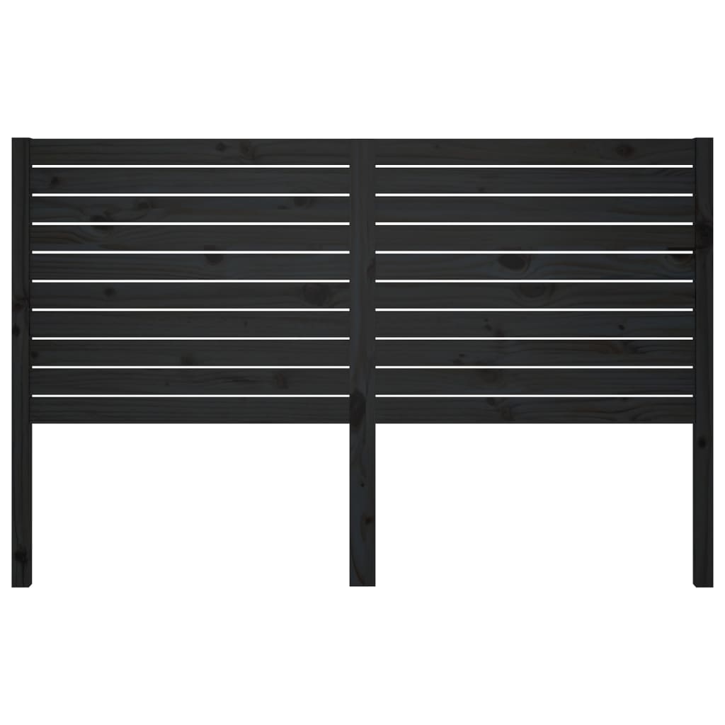 Solid Pine Black Bed Headboard 146x4x100 cm - Elegant Design