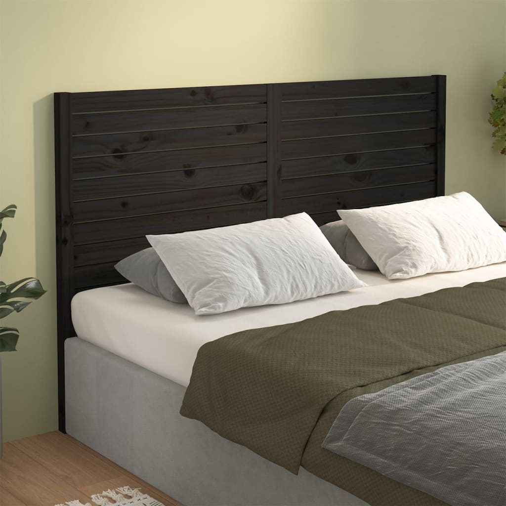 Solid Pine Black Bed Headboard 146x4x100 cm - Elegant Design