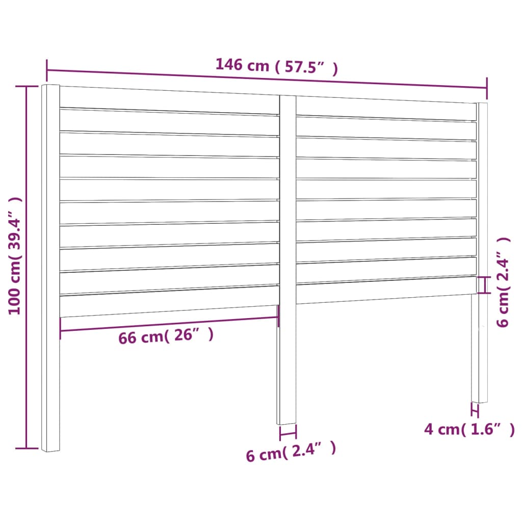 Solid Pine Black Bed Headboard 146x4x100 cm - Elegant Design