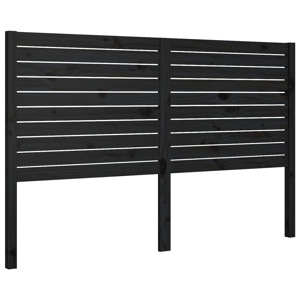 Solid Wood Pine Bed Headboard - Black, 186x4x100 cm