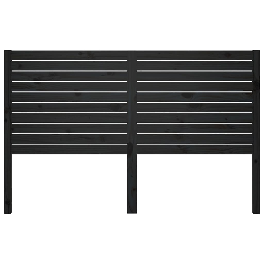 Solid Wood Pine Bed Headboard - Black, 186x4x100 cm