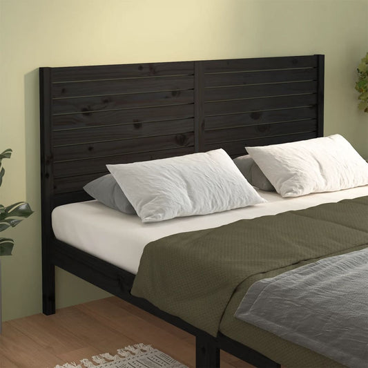 Solid Wood Pine Bed Headboard - Black, 186x4x100 cm