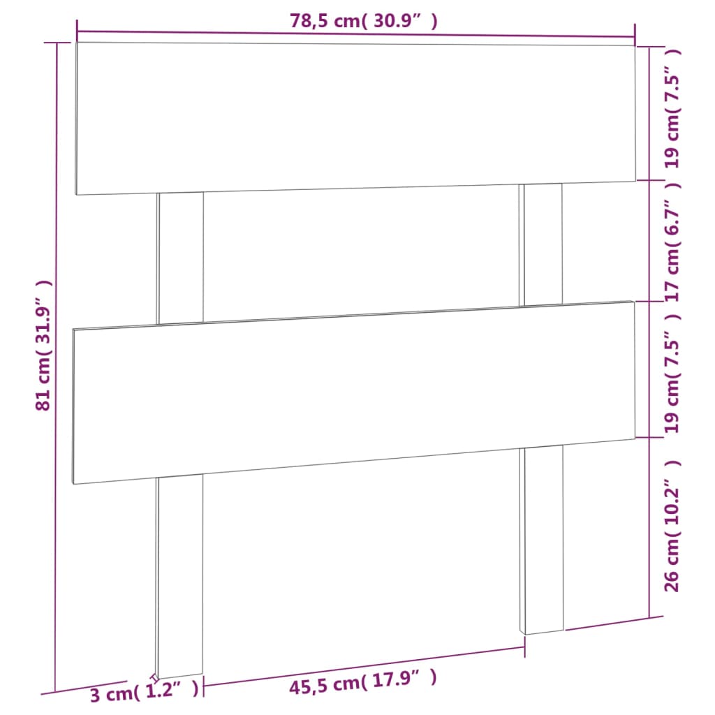 Solid Wood Pine Bed Headboard - 78.5x3x81 cm Sturdy Design