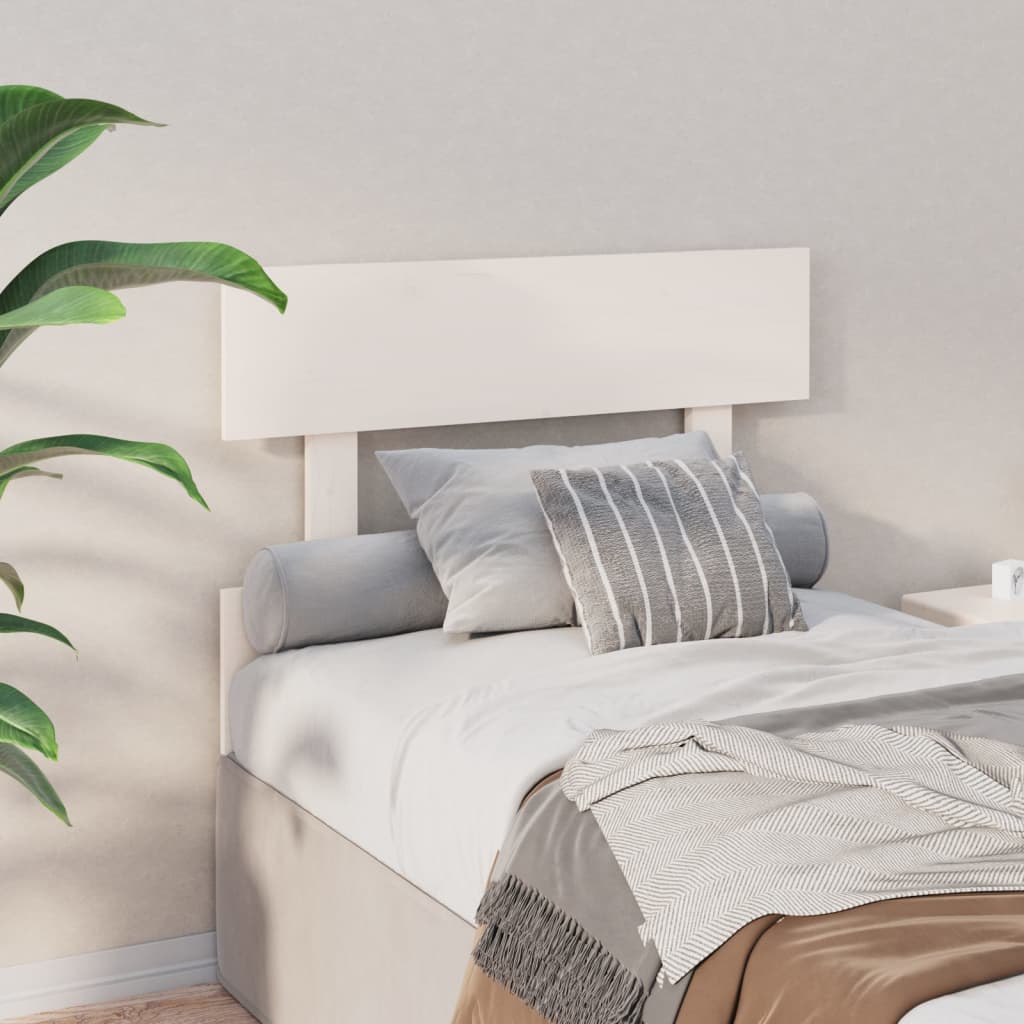Solid Pine Wood White Bed Headboard - 93.5x3x81 cm