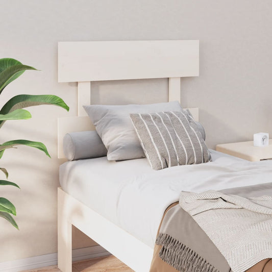 Solid Pine Wood White Bed Headboard - 93.5x3x81 cm