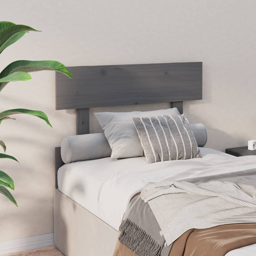 Solid Pine Wood Grey Bed Headboard 93.5x3x81 cm