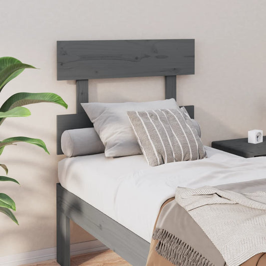 Solid Pine Wood Grey Bed Headboard 93.5x3x81 cm