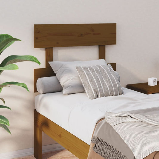 Honey Brown Solid Pine Wood Bed Headboard - 93.5x3x81 cm